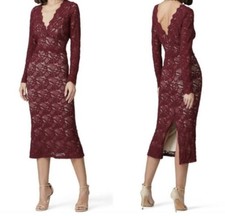 Nightcap Women's Sz Large Burgundy Long Sleeve Cocktail Lace Dress