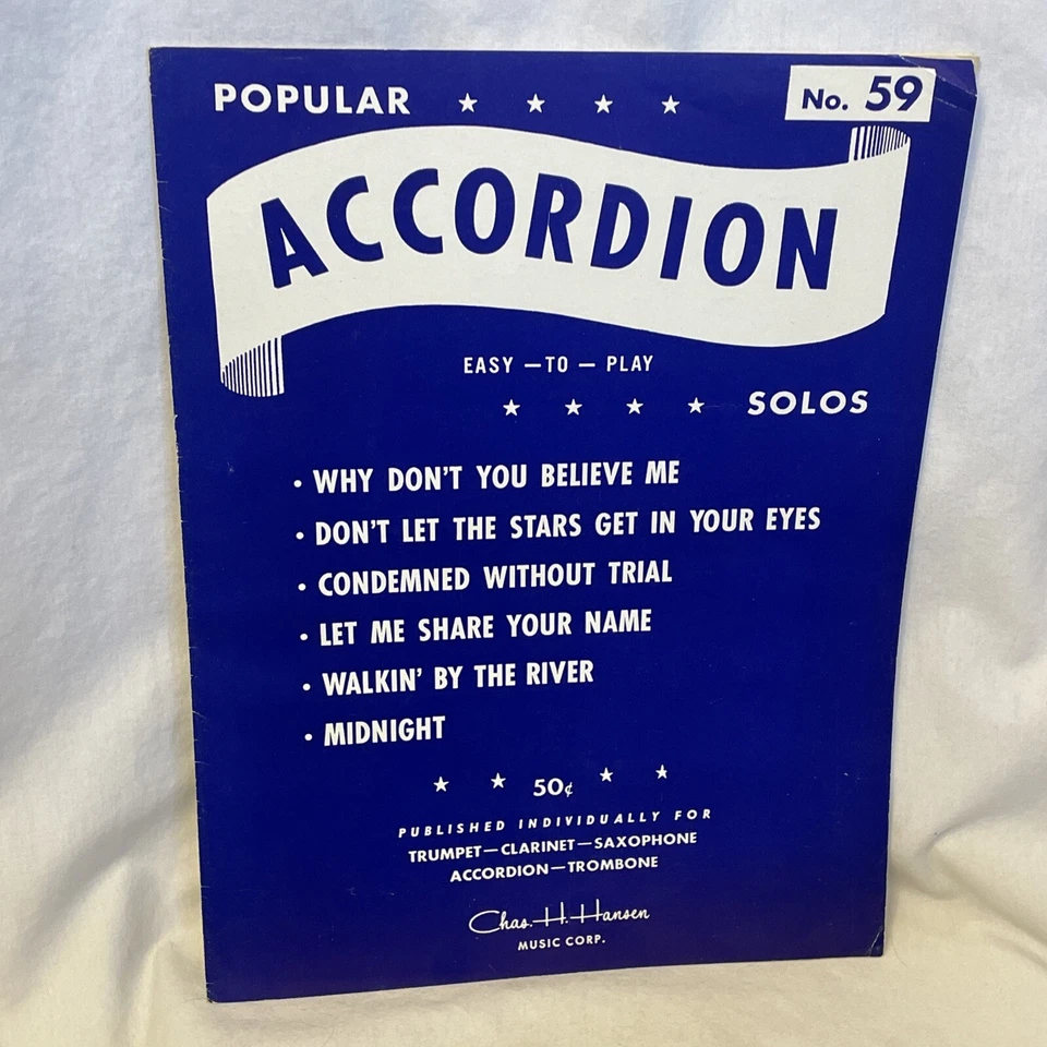 Popular Acordeón Fácil de Tocar Solos No. 59 partituras de los años 50 6 canciones Foto 2 de 4