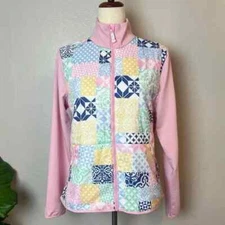 RALPH LAUREN RLX Women Size M Pink Biltmore Golf Graphic Hybrid Full-Zip Jacket