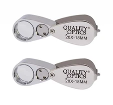 Quality Optics USA 20x Led Lighted Magnifier Glass Lens Folding Jewelers Loupe