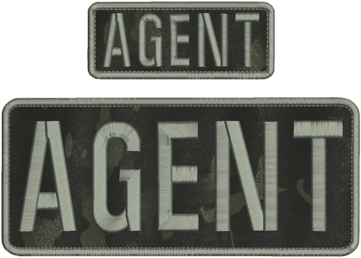 AGENT EMBROIDERY PATCH 10X4 AND 5X2 HOOK ON BACK BLACK MULTICAM/GRAY | eBay
