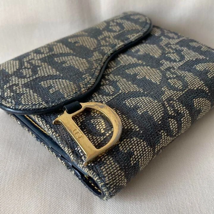 Dior Christian Dior selle trotteur bi pli portefeuille marine