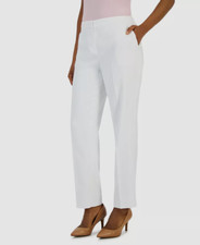 Kasper Women's White Hampton Textured Mid-Rise Straight-Leg Pants Size 6