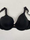 Natori 38C Bra Black Body Double Lace Trim Underwire Back Closure EUC — photo 2