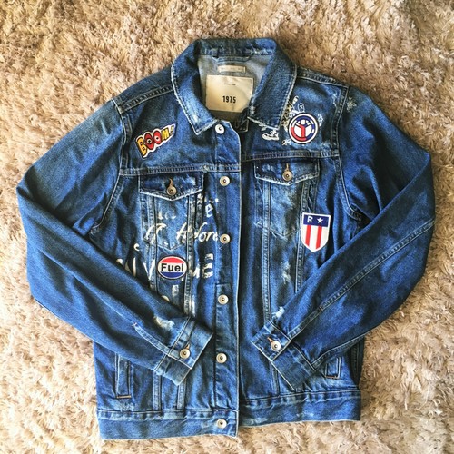 Distressed Denim Jacket - Size XL | eBay
