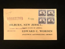 MN MINNEAPOLIS MAY 18 1925 REGISTERED FDC #621 BLOCK/4 TO WORDEN