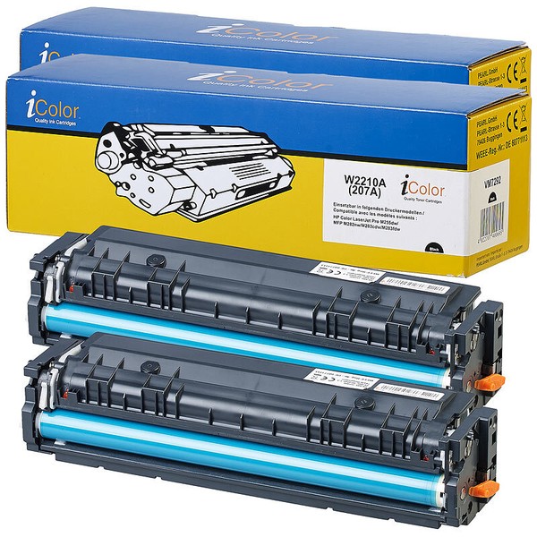 Icolor 2Er-Set Toner FüR Hp-Laserdrucker (Ersetzt Hp 207A, W2210A), Black-image