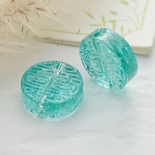 5pcs 14mm Flat Rondelle Carved Handmade Lampwork Crystal Glass Beads DIY Making - Picture 6 of 8