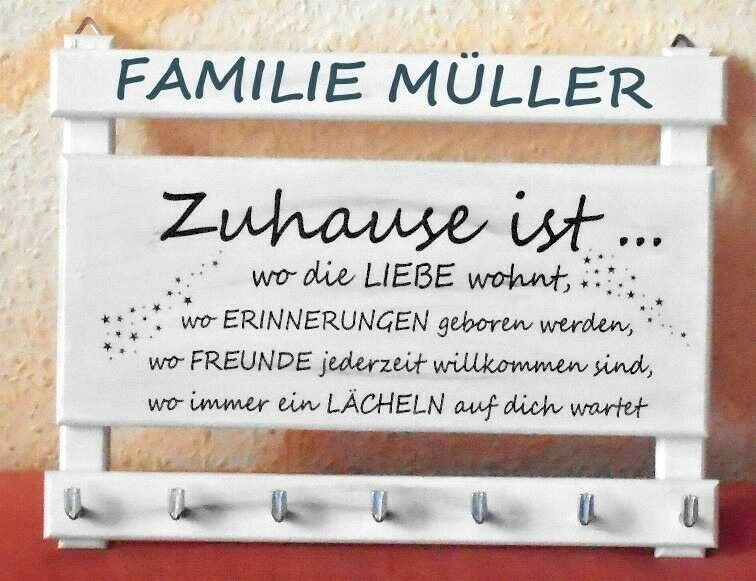 Schlüsselbrett ZUHAUSE groß Handarbeit Holz Geburtstag Geschenk personalisiert