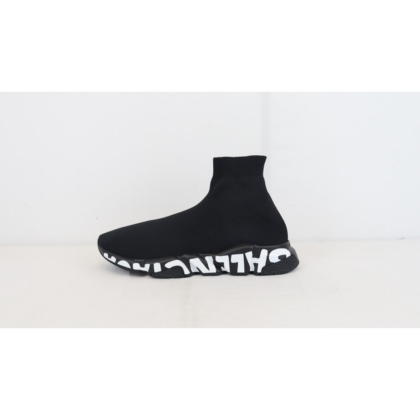 Balenciaga  Knit Graffiti Sole Speed LT Graffiti Sneakers in Black , BNIB 45 image 2