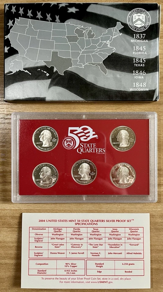 2004-S & 2005-S 50 State Quarter Silver Proof Coin Sets. 1.82 Troy Ounces! - Image 3 of 4