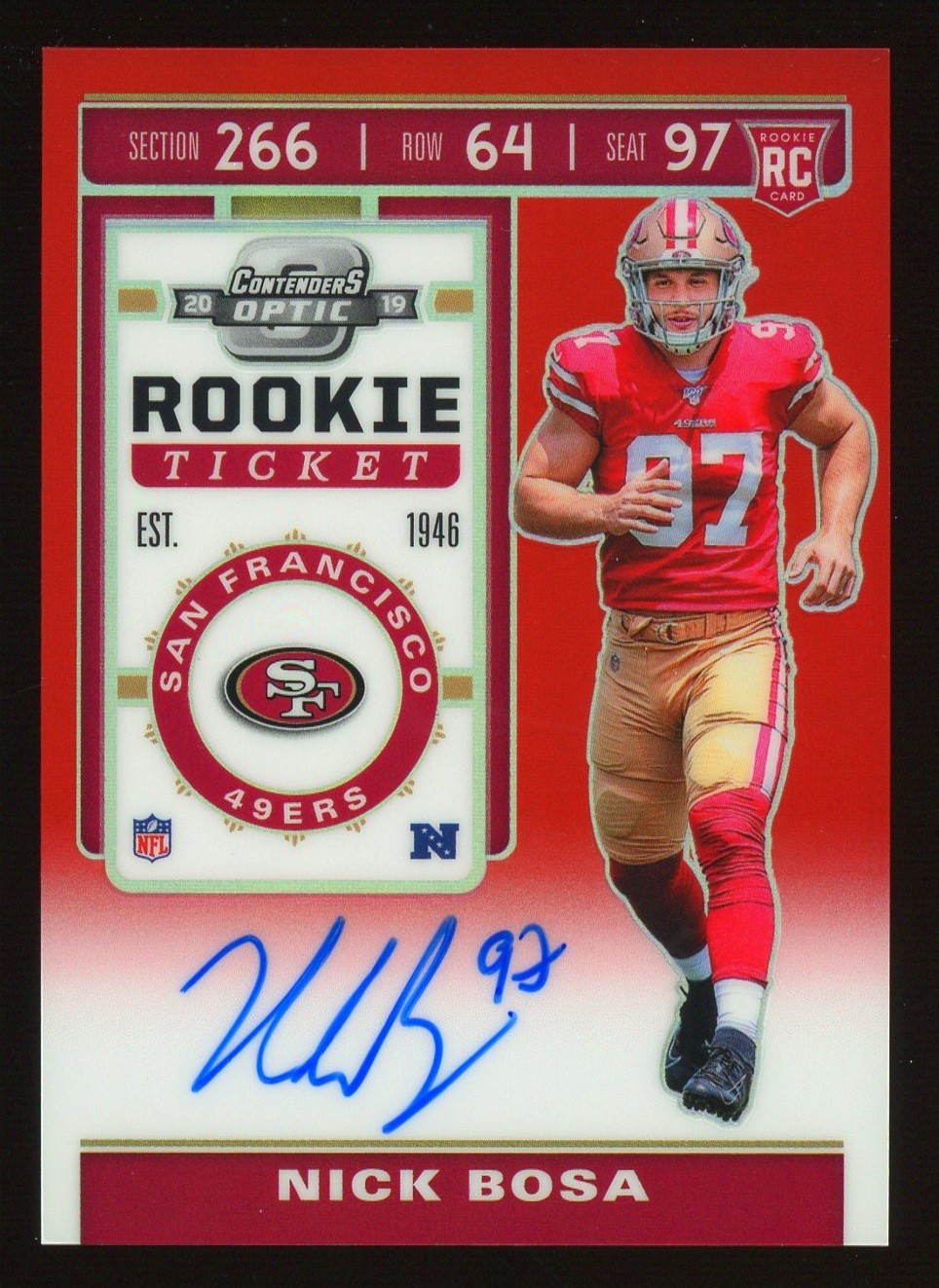 Nick Bosa Panini Contenders Optic #131 Autograph Red