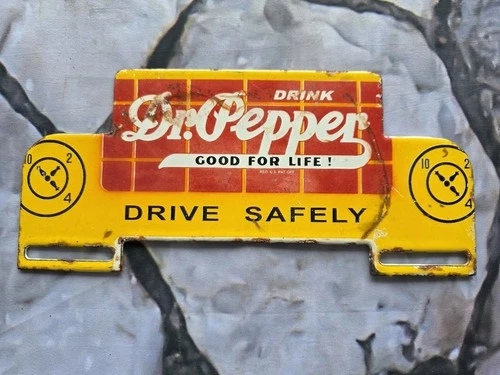 VINTAGE  DR PEPPER SODA  PLATE TOPPER PORCELAIN SIGN CAR DR.PEPPER TRUCK SIGN