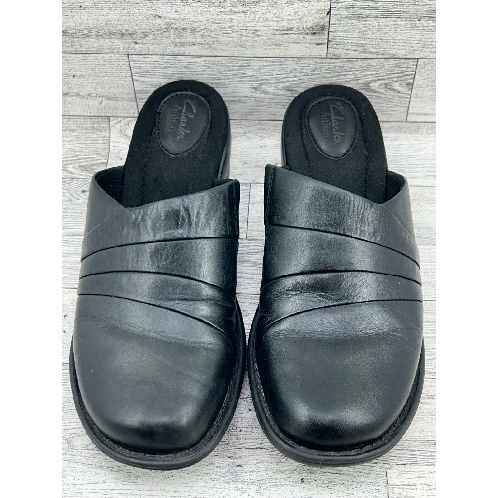 Clarks Artisan Black Leather Mule Clogs Slip On C… - image 3