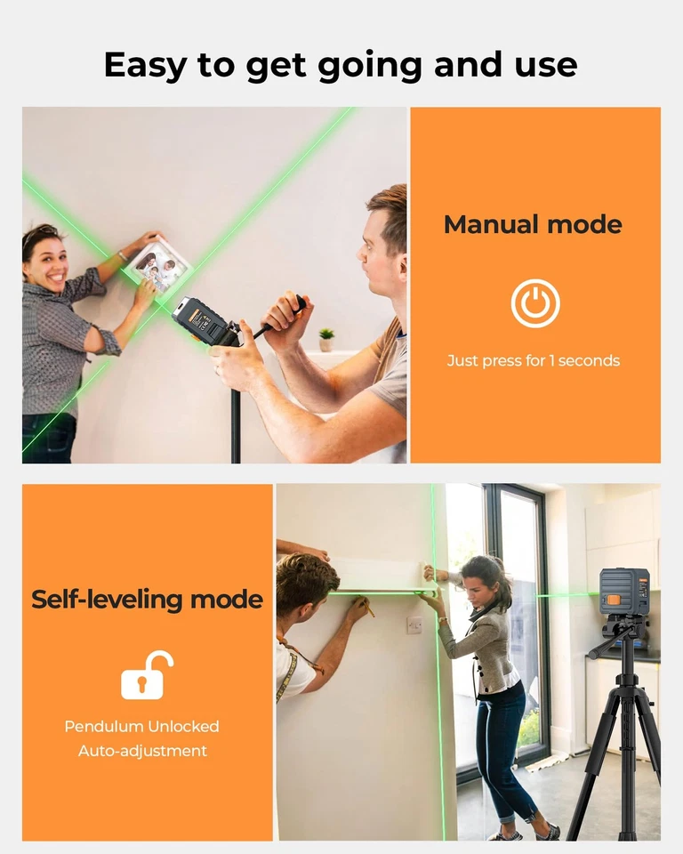 Cigman Green Laser Level Self Levelling Manual Modes, 30m Range (pulse RRP £26 - Image 4 of 4