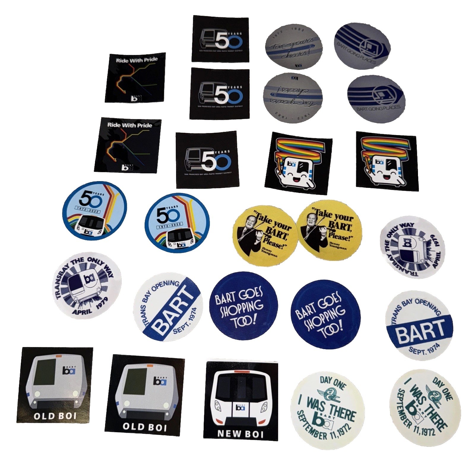 Lot of of 26 Bay Area Rapid Transit BART Vinyl Stickers 50th ...