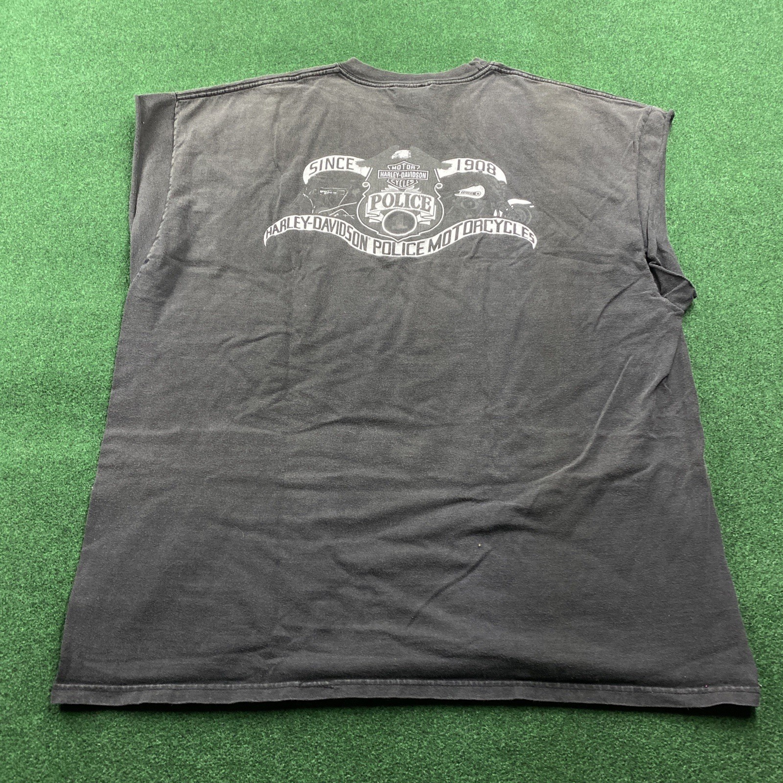 Vintage Harley Davidson Shirt Mens 2XL Black Police Tank Top Biker Motorcycle