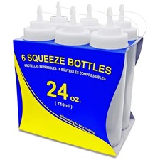 Commercial Grade Squeeze Bottles, 24 oz, Pack of 6