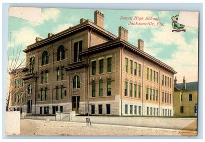 Jacksonville Florida FL Postcard Duval High School Building Exterior c1910's