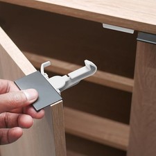 White Adhesive Drawer Locks 12 Pack Invisible Cabinet Baby Proof