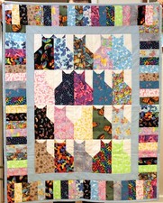Handmade Blue Trimmed Butterfly Kitty Cat Quilt Throw CAT RESCUE