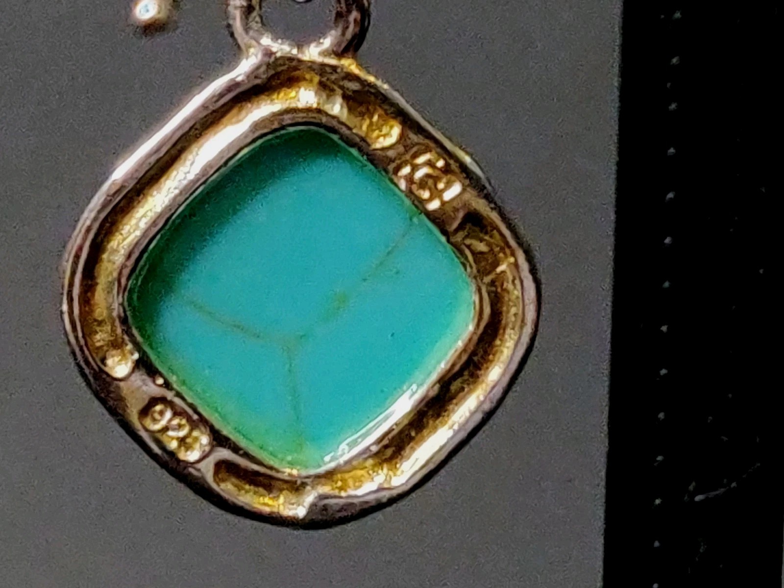 Signed Cellini Silver Marked 925 Natural Turquoise Square Facet Hook Earrings 