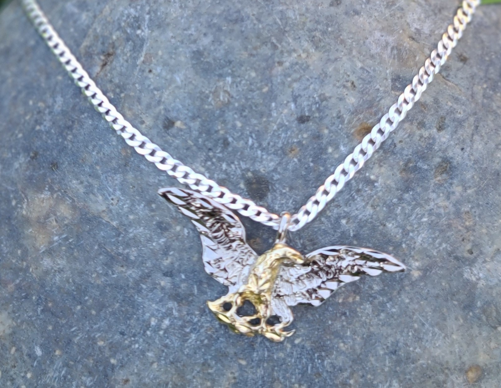 Sterling 925 Solid Silver Eagle Pendant Cuban Cha… - image 3