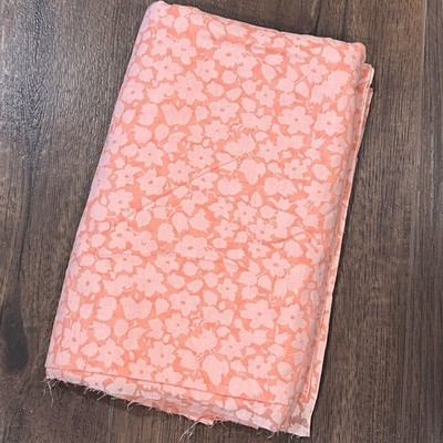 Vintage 70s Peach Light Pink Semi-Sheer Floral Woven Fabric Girly Groovy 5 Yds