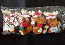 4 x COCA-COLA Weihnachts Elch Rentier Nikolaus 13cm Pl&uuml;schtier Werbefigur  NEU!!