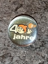 Pin Anstecker 40 Jahre ZDF, Mainzelmännchen Jubiläum, Button