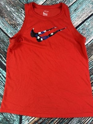 NIKE womens dri fit double check star print  training tank top orange Size S A58