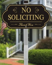 Heavy Duty No Soliciting Sign for House - 14" x 7"  Stake 28" , Gold