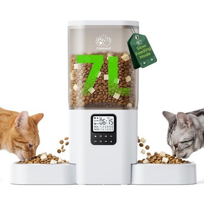 Timed Automatic Cat Feeder 2 Cats with Slow Feed: Dual Automatic Dog Feeder w...