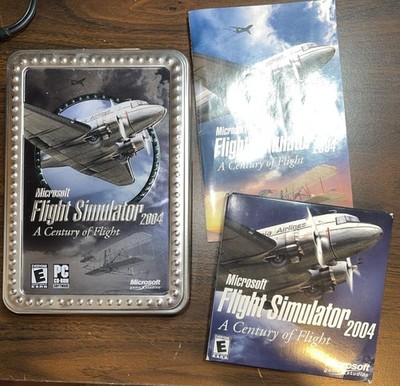 Microsoft Flight Simulator 2004 w/Tin Case, 4-disc Set, Manual   PC Retro