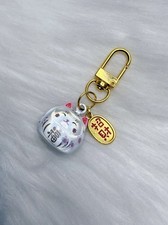 Japan Maneki Neko Lucky cat keychain bag charm Chime Bell Good Luck Fortune