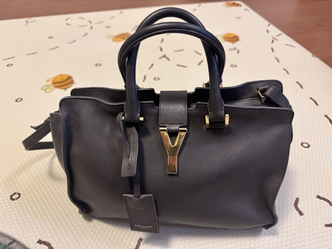 Saint Laurent Gray Leather Designer Tote Shoulder Bag Luxury Fashion Handbag