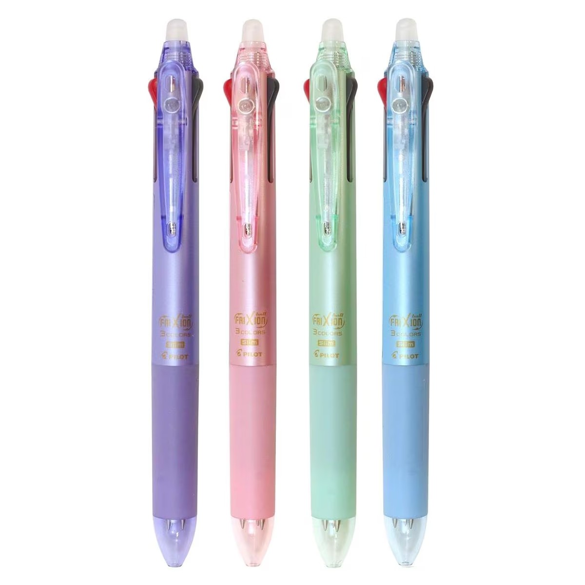 Pilot FRIXION BALL 3 Slim 0.38mm 3-Colour Erasable Pens (Pack of 4), LKFBS60UF