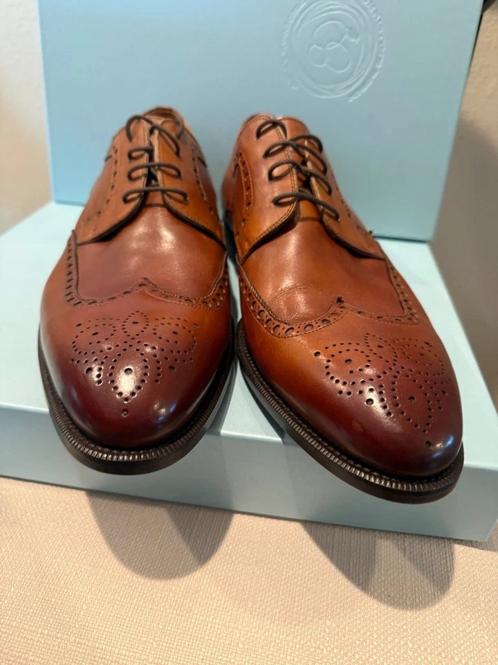 Oxfords Magnanni Hampton ponta de asa 47 UE 13 EUA couro marrom conhaque novo na caixa - Imagem 2 de 4