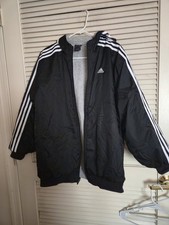 Vintage Black Adidas Reversible Jacket Black Three Stripes Youth Size XL