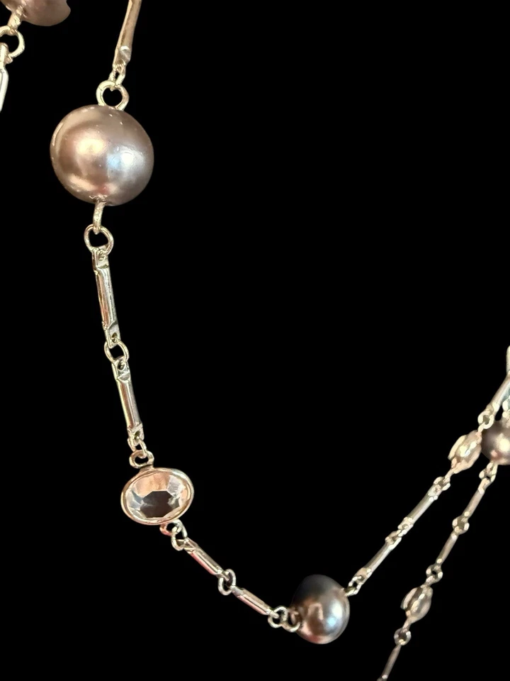 "Collar de colección Kenneth Jay Lane 35"" largo cristal Swarovski perlas Sautoir KJL Foto 3 de 4