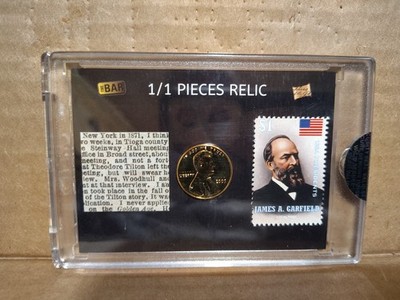 2022 The Bar Pieces of the Past James Garfield STAMP PENNY DOCUMENT RELIC 1/1