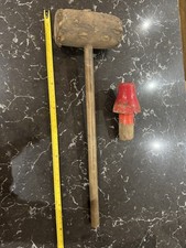 Rare Vintage Original Wooden Fairground Mallet + Striker- Funfair-Circus-Prop