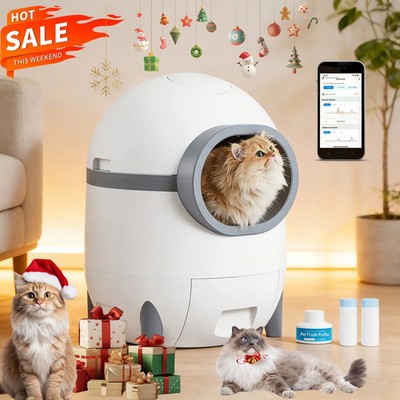 Smart Cat Litter Box, Self-Cleaning with APP, Health Monitor Safety Protection P
