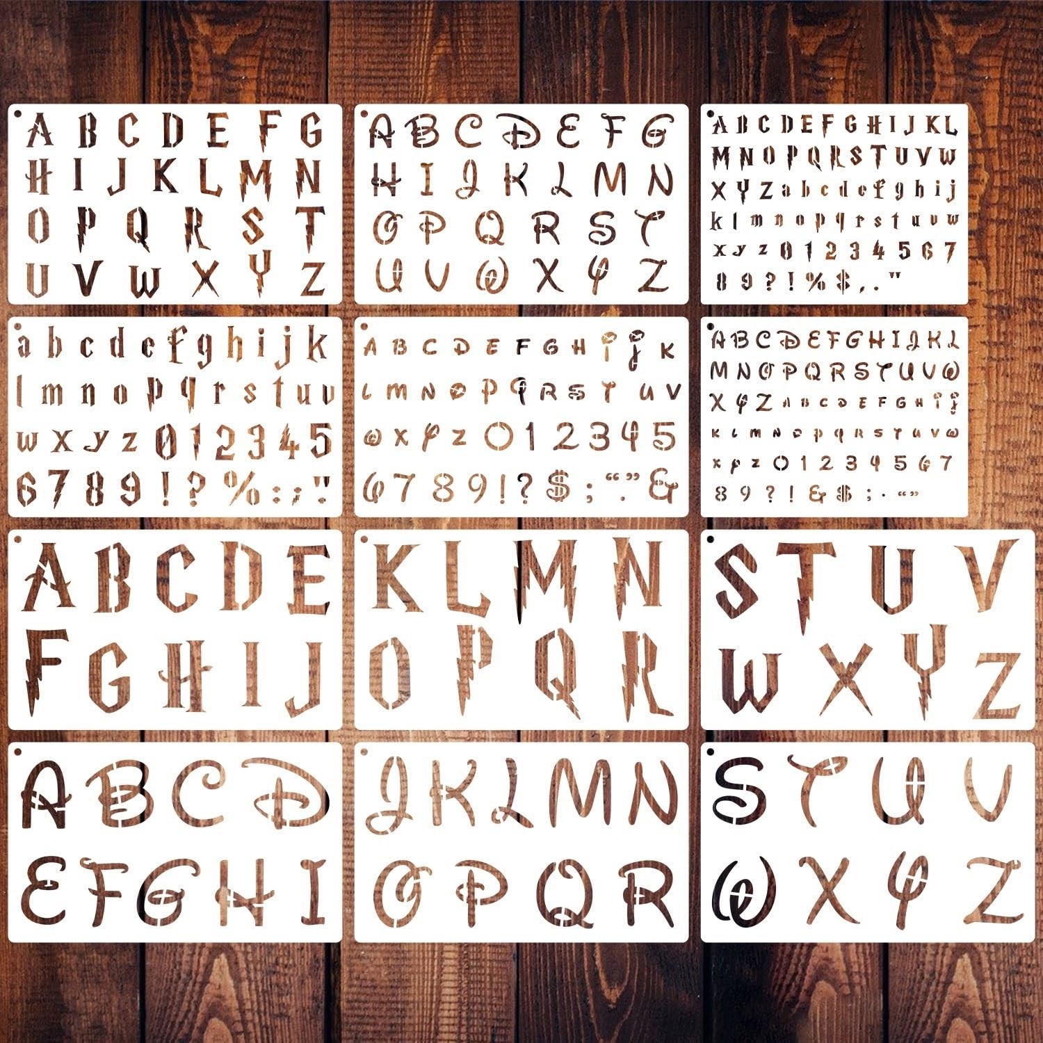 Doflyok 12-Piece Magical Letter Stencils for Painting and Alphabet Drawing Templates
