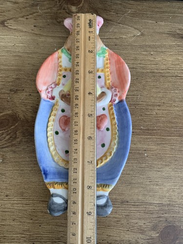 Handbemalte Dame Bäcker Keramik Löffel Rest Made in Italy Vintage 9" - Bild 4 von 5