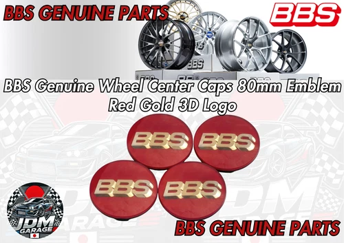 New BBS Genuine Wheel Center Caps 80mm Emblem Red Gold 3D Logo P5624237 Set 4pcs