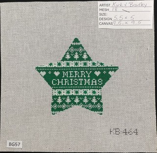 HP Needlepoint 18ct KIRK & BRADLEY Nordic Star Merry Christmas ornament BG57