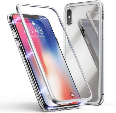 iPhone XR Silber 360 Magnet Hartglas Rückseite Schutzhülle Handyhülle