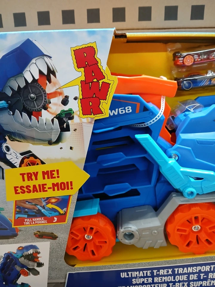 T-Rex Transporter Car Track Set Dino Stomping Action Race Track Hotwheels Mattel - Image 3 of 4