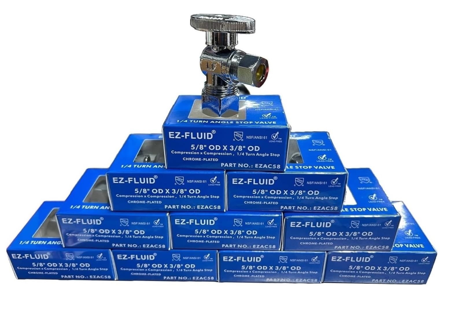 10 Pack Heavy Duty Angle Stop Valve 1/2" Compression Water Shut Off Valves